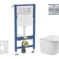 Tualetes poda komplekts Geberit Duofix rāmis ar podu Kielle Oudee Rimless, SoftClose vāku, Hromētu pogu Delta01