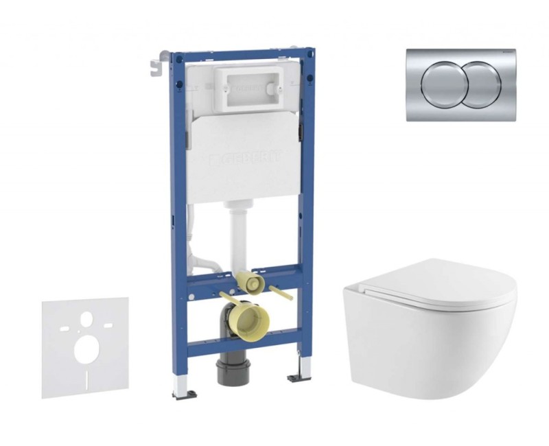 Tualetes poda komplekts Geberit Duofix rāmis ar podu Kielle Oudee Rimless, SoftClose vāku, Hromētu pogu Delta01