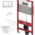 Tualetes poda komplekts TECEbase rāmis ar Duravit D-Neo Rimless podu, SoftClose Slim vāku un TECEnow Baltu pogu