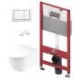 Tualetes poda komplekts TECEbase rāmis ar Duravit D-Neo Rimless podu, SoftClose Slim vāku un TECEnow Baltu pogu