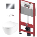 Tualetes poda komplekts TECEbase rāmis ar Duravit D-Neo Rimless podu, SoftClose Slim vāku un TECEnow Hromētu pogu