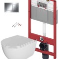 Комплект унитаза TECEbase c Rimfree Kielle Oudee, крышкой SoftClose и хром кнопкой TECEnow.