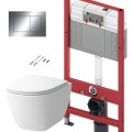 Tualetes poda komplekts TECEbase rāmis ar Laufen Lua Rimless podu, SoftClose vāku un TECEnow Hromētu pogu