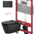 Комплект унитаза TECEbase c Rimfree Sanindusa Urb.y 48 черного цвета, крышкой SoftClose EasyClipp Slimlid и кнопкой TECEnow черного цвета.