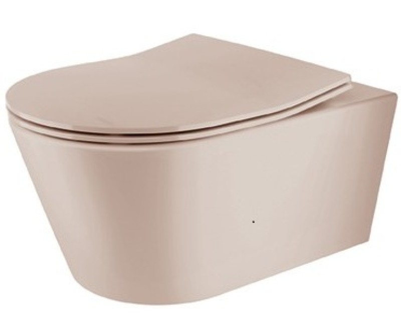 Tualetes poda komplekts TECEbase rāmis ar Sanindusa Urb.y 48 Rimless Taupe podu, SoftClose EasyClipp Slimvāku un TECEnow Melnu pogu