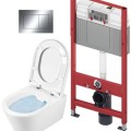 Tualetes poda komplekts TECEbase rāmis ar Sanindusa Urb.y 48 Rimless podu, SoftClose EasyClipp Slim vāku un TECEnow Hromētu pogu
