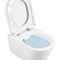Tualetes poda komplekts TECEbase rāmis ar Sanindusa Urb.y 48 Rimless podu, SoftClose EasyClipp Slim vāku un TECEnow Hromētu pogu