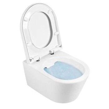 Tualetes poda komplekts TECEbase rāmis ar Sanindusa Urb.y 48 Rimless podu, SoftClose EasyClipp Slim vāku un TECEnow Hromētu pogu