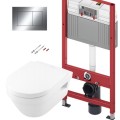 Tualetes poda komplekts TECEbase rāmis ar Villeroy & Boch Architectura Rimless podu, SoftClose vāku un TECEnow Hromētu pogu