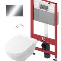 Комплект унитаза TECEbase c  Rimfree Villeroy & Boch O.novo, Slim крышкой SoftClose и хром кнопкой TECEnow.
