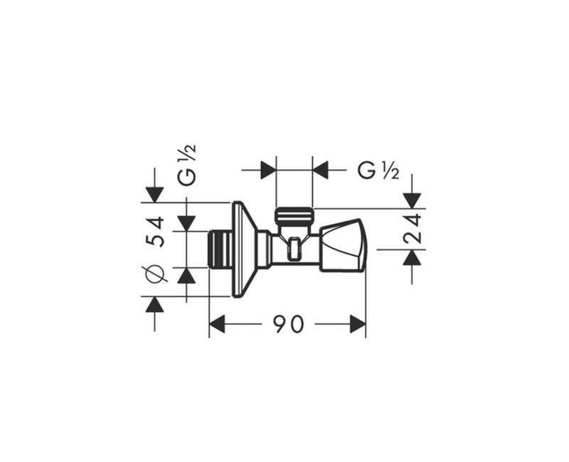 Hansgrohe kampinis vožtuvas E, chromas 13903000