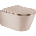 Tualetes poda Komplekts Sanindusa Sanfix rāmis ar Urb.y 48 Rimfree Taupe Matt podu ar vāku SoftClose un Melnu pogu