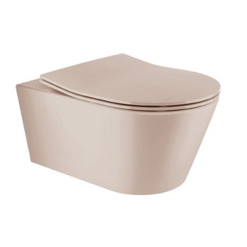 Tualetes poda Komplekts Sanindusa Sanfix rāmis ar Urb.y 48 Rimfree Taupe Matt podu ar vāku SoftClose un Baltu pogu