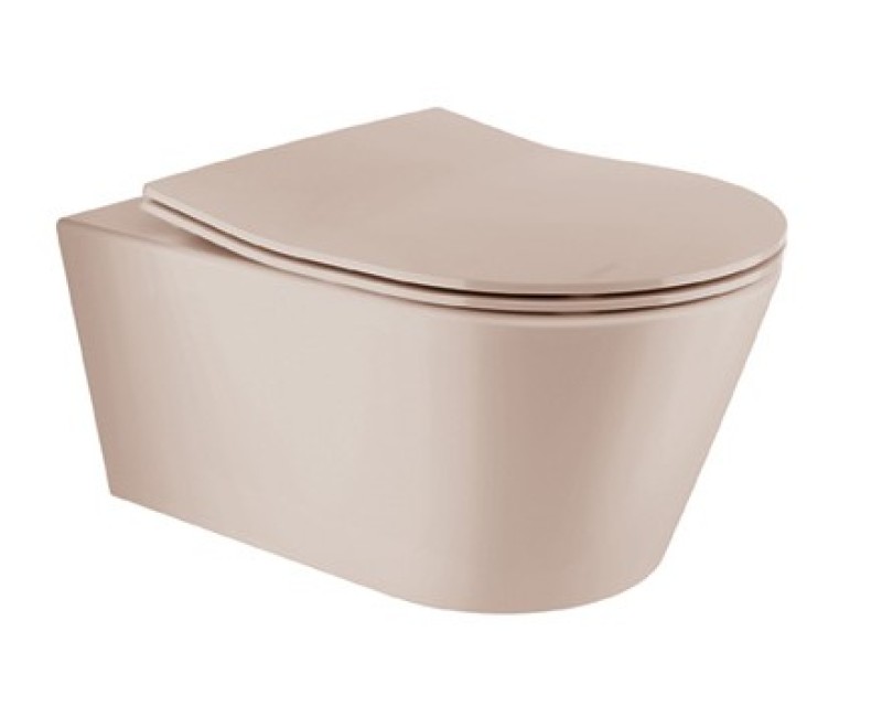 Tualetes poda Komplekts Sanindusa Sanfix rāmis ar Urb.y 48 Rimfree Taupe Matt podu ar vāku SoftClose un Melnu pogu