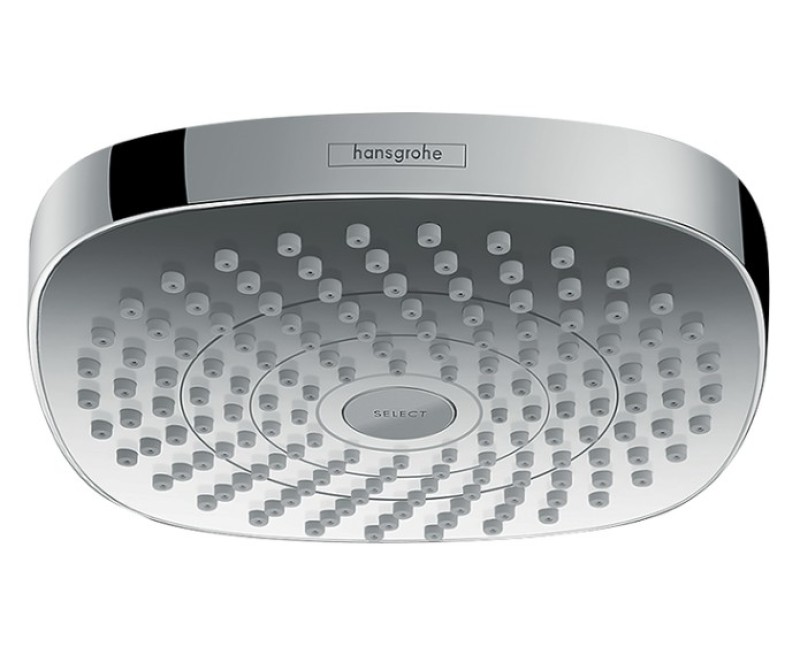 Dušas galva Hansgrohe Croma Select E, 180mm, 2 plūsmas, EcoSmart 9 l/min, balta/hromēta 26528400