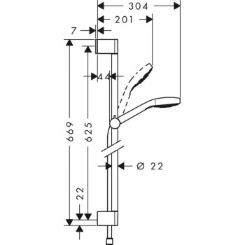 Dušas komplekts Hansgrohe Croma Select S Vario 0,65 m, balts/hroms 26562400
