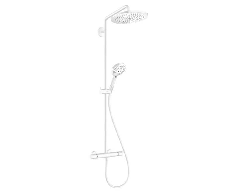Dušo sistema Hansgrohe Croma Select S Showerpipe 280 su termostatu, EcoSmart, matinė balta 26891700