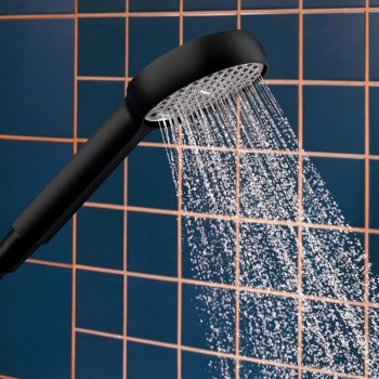Dušas Komplekts Hansgrohe Activera Select S rokas duša, stienis un šļūtene, 2 plūsmas, EcoSmart, matēti melna 28050670