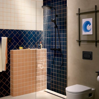 Hansgrohe Activera S dušo sistema su termostatu, D 24 cm, 2 srauto tipai, EcoSmart+, matinė juoda 28083670