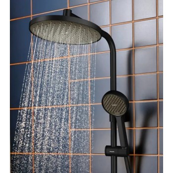 Hansgrohe Activera S dušo sistema su termostatu, D 24 cm, 2 srauto tipai, EcoSmart, matinė juoda 28871670