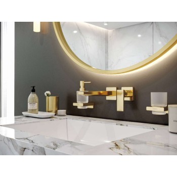 Glāzes aksesuāriem Hansgrohe AddStoris ar turētāju, matēts stikls/pulēts zelta izskats 41749990