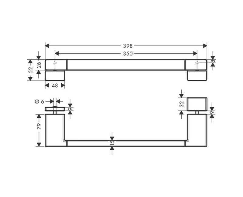 Dušo durų rankena Hansgrohe AddStoris, 400 mm, chromas 41759000