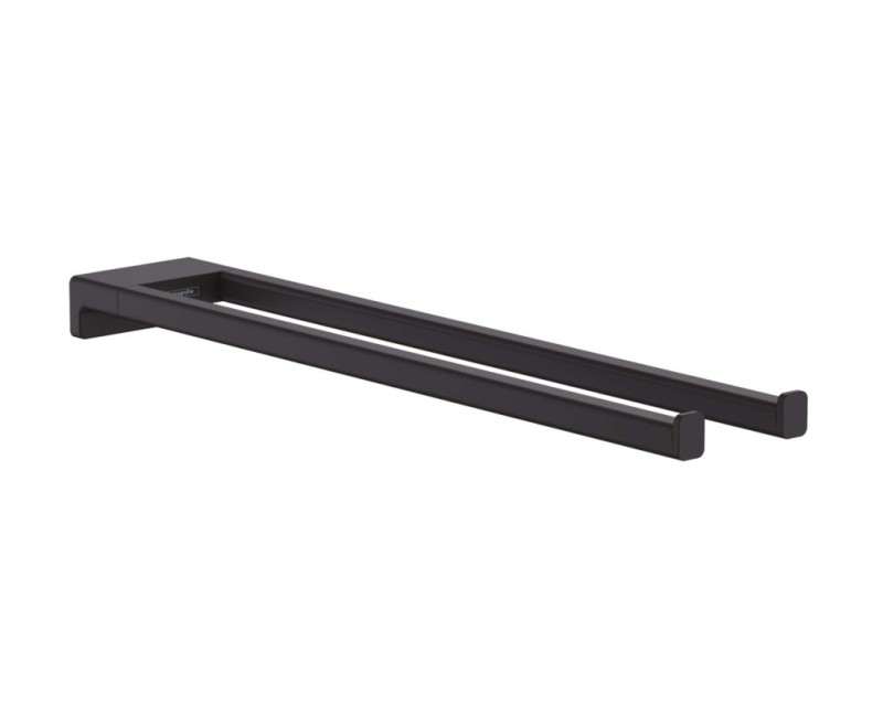 Hansgrohe AddStoris Dvigubas rankšluosčių laikiklis, 45 cm ilgio, matinė juoda 41770670