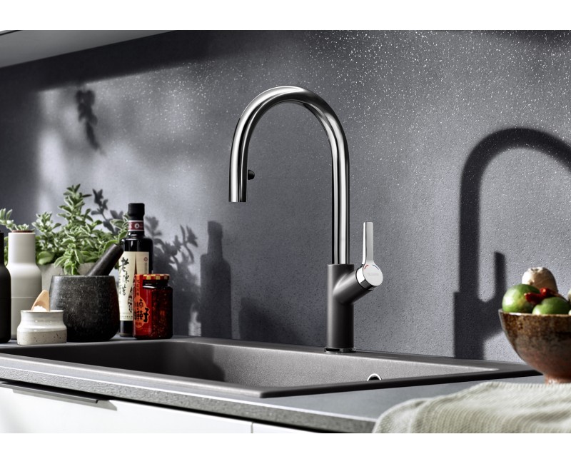 Virtuves maisītājs BLANCO CARENA-S Vario Anthracite/Hromēts HD 521358