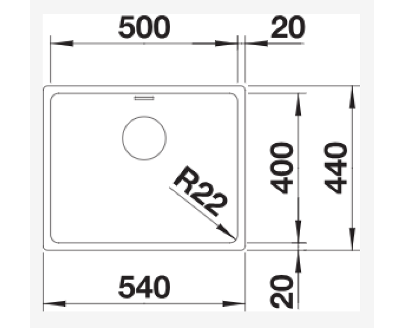 Virtuves Izlietne BLANCO ANDANO 500-U SATIN InFino O.AF Nerūsējošais tērauds, Satīna spīdīga 522967