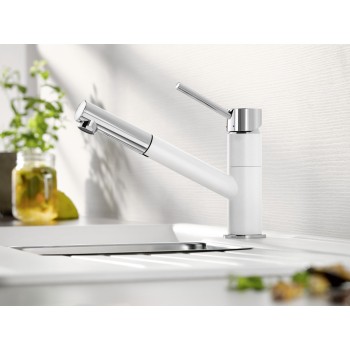 Virtuves izlietnes maisītājs BLANCO KANO-S Balts/hromēts HD 525040