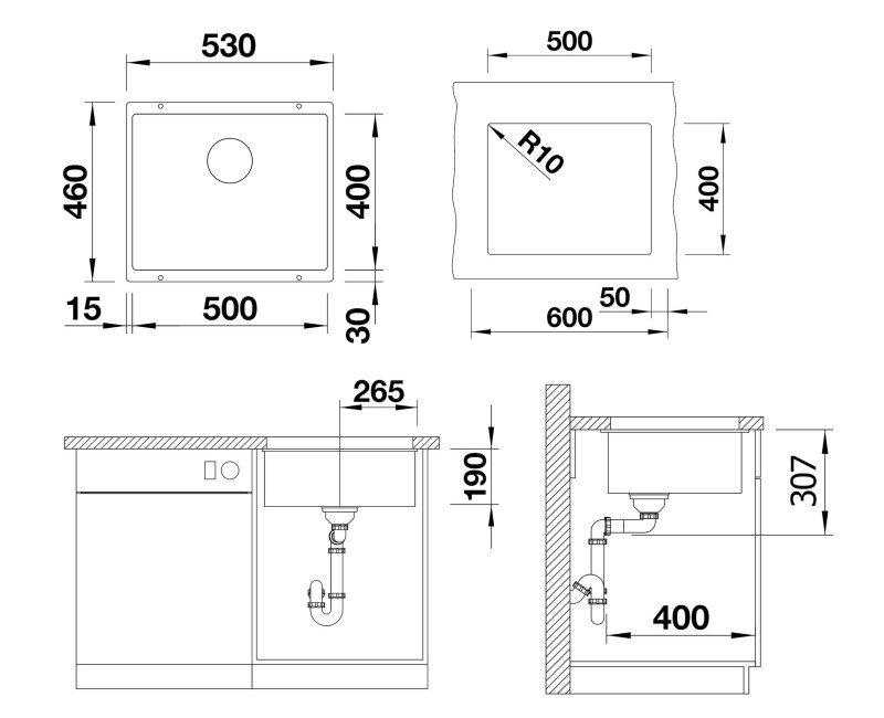 Virtuves Izlietne BLANCO SUBLINE 500-U SILG Soft white InFino O.AF SILGRANIT™, PuraDur™, Silti balts 527170