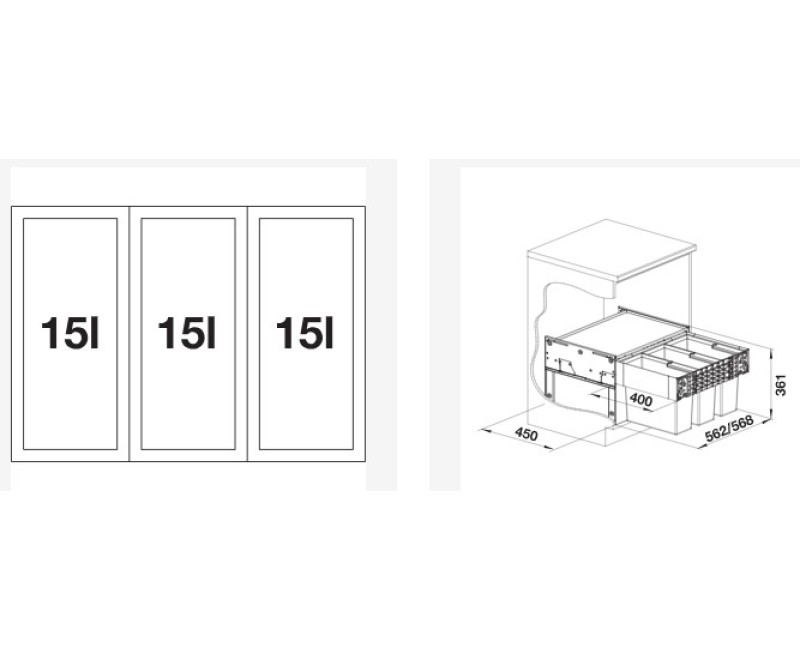 Atkritumu šķirošanas sistēmas BLANCO SELECT II 60/3 526204