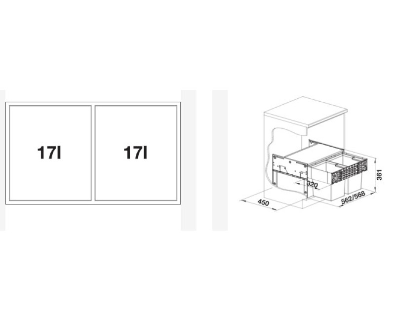 Atkritumu šķirošanas sistēmas BLANCO SELECT II Compact 60/2 526207
