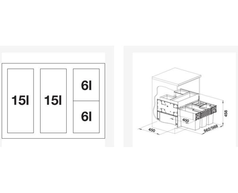 Atkritumu šķirošanas sistēma BLANCO SELECT II 60/4 Orga 526211