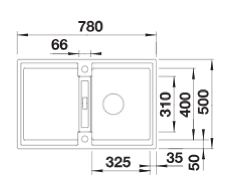 Кухонная мойка BLANCO ADIRA 45S SILG Black M.AF SILGRANIT™, Black 527585