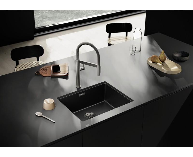 Кухонная мойка BLANCO CLARON 500-U DarkSteel Edition Infino O.AF, нержавеющая сталь, темная сталь 527834