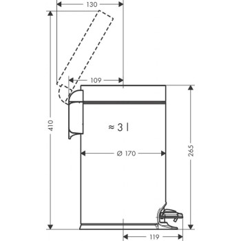 Atkritumu tvertne Hansgrohe AddStoris, 3 l, Soft Close, hroms 41775000