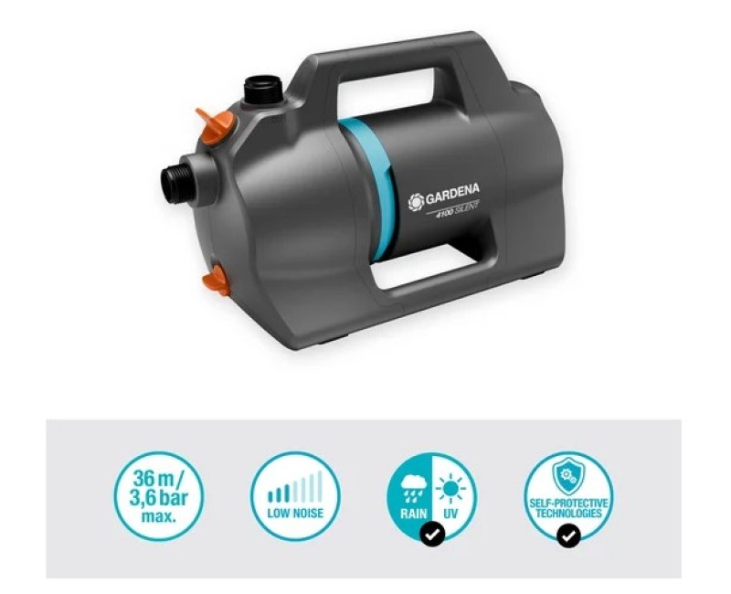 Садовый насос Gardena 4100 Silent, с всасывающим шлангом, 550 Вт, артикул 970644401