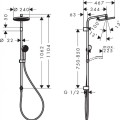 Dušas komplekts Hansgrohe Activera S D 24 cm, 2 plūsmas, EcoSmart, hroms 28074000