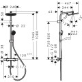 Dušas komplekts Hansgrohe Activera S D 24 cm, 2 plūsmas veidi, EcoSmart, matēti melns 28078670