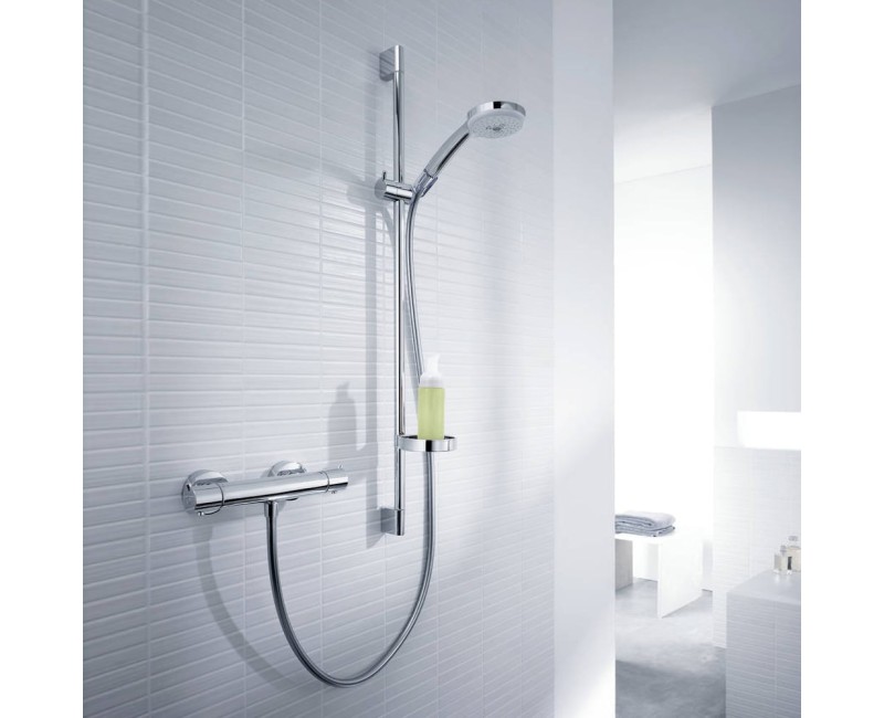 Dušo komplektas Hansgrohe Croma 100 su termostatu, 3 srovės, 90 cm stovas, chromas 27085000