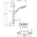 Dušo komplektas Hansgrohe Croma 100 su termostatu, 3 srovės, 90 cm stovas, chromas 27085000