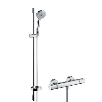 Душевая система Hansgrohe Croma 100 с термостатом, 3 режима струи, штанга 90 см, хром 27085000