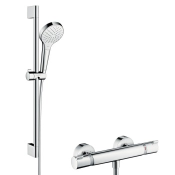 Душевая система Hansgrohe Croma Select S с термостатом, 3 типа струи, штанга 65 см, белый/хром 27013400