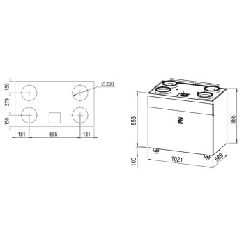 Rekuperators AIROBOT-V8-PRO-ERV Up to 750 m3/h 208 l/s ar mitruma atgūšanu (Montāža pie sienas)  Melns