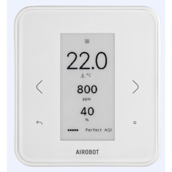 Termostats Airobot TE1-W-AQ grīdas apsildei (ar gaisa kvalitātes mērīšanu (CO2 sensors)) Balts