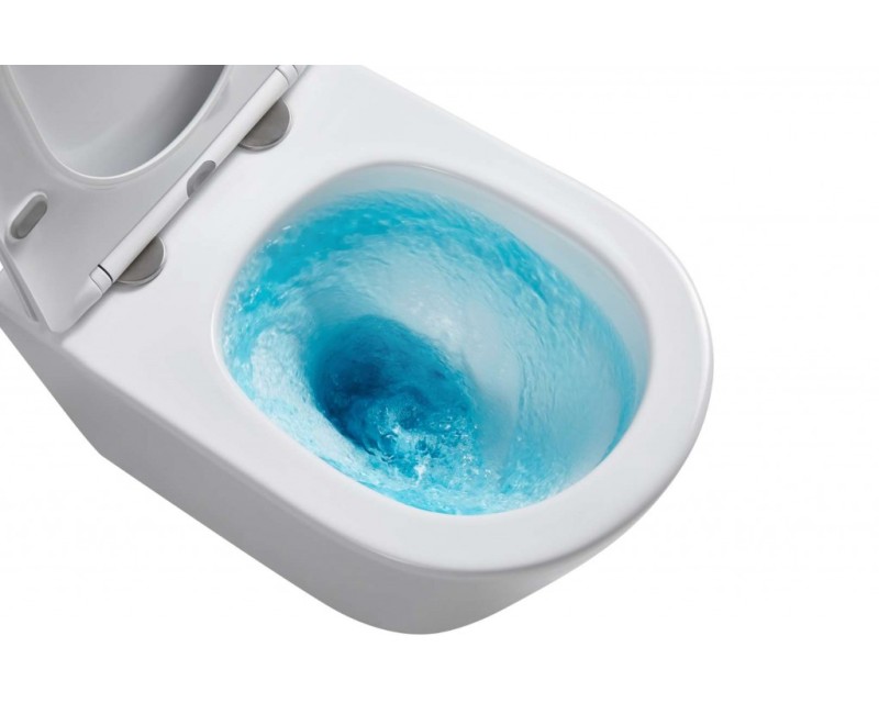 Tualetes poda komplekts Geberit Duofi rāmis ar podu Kielle Nefia Rimless, SoftClose vāku, baltu pogu Delta01