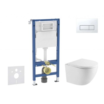 Tualetes poda komplekts Geberit Duofix rāmis ar podu Kielle Oudee Rimless, SoftClose vāku, Balta poga Delta50