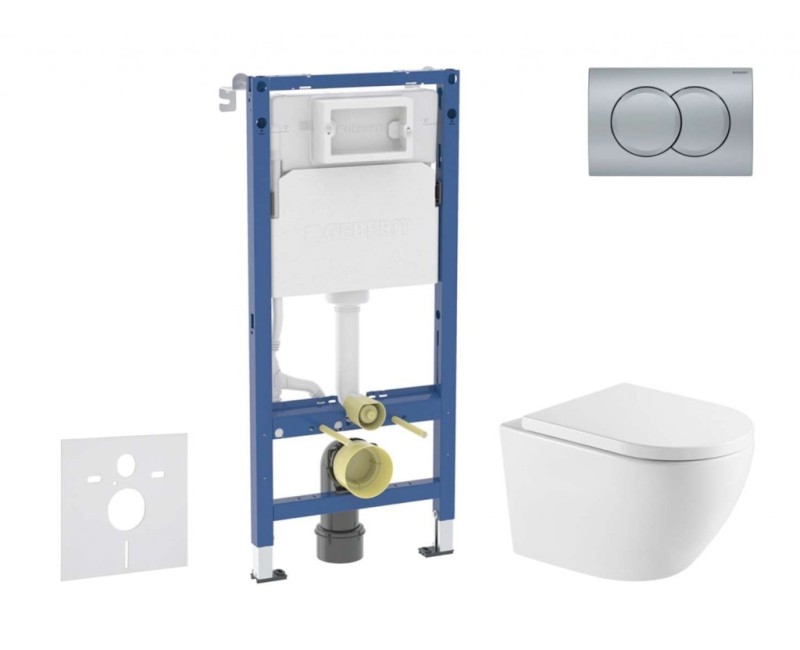 Tualetes poda komplekts Geberit Duofix rāmis ar podu Kielle Oudee Rimless, SoftClose vāku, Matētu Hroma pogu Delta01