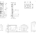 Tualetes poda komplekts Geberit Duofix rāmis ar podu Kielle Oudee Rimless, SoftClose vāku, baltu pogu Delta01